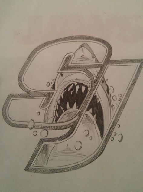 San Jose Tattoos, San Jose Sharks Tattoo, Shark Names, San Jose Sharks Hockey, Bruce Lee Art, Nhl Logos, Sports Logo Design, Aztec Tattoo, Shark Tattoos