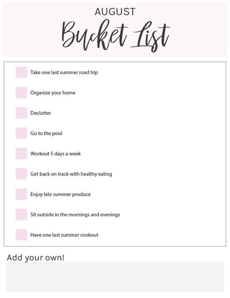 August Bucket List, Road Trip Organization, Simplicity Parenting, August Vibes, Jar Of Lemons, Monthly Celebration, List To Make, Summer Cleaning, Calendar Activities