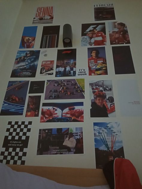 F1 Themed Bedroom, F1 Aesthetic Room, F1 Wall Decor, Ferrari Room Decor, Formula 1 Room Ideas, F1 Room Decor Aesthetic, F1 Inspired Room, F1 Bedroom Decor, Car Room Aesthetic