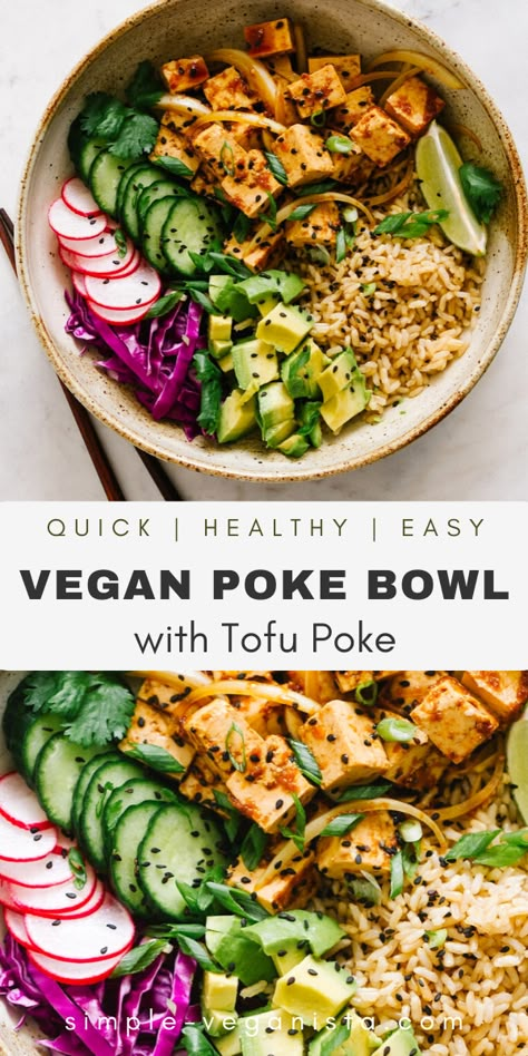 Tofu Poke Bowl, Tofu Poke, Vegan Poke Bowl, Vegan Poke, Vegan Bowl Recipes, Poke Bowl Recipe, Vegan Tofu, Healthy Bowls, Poke Bowl