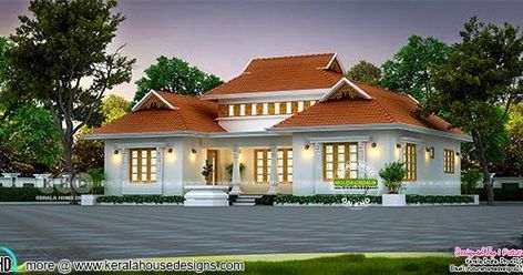 2 bedroom 1250 square feet sloped roof traditional Kerala home design by  Future Homes from Kollam and Pathanamthitta, Kerala. Traditional Kerala Home, Kerala Traditional House, Kerala Home Design, Budget House Plans, Colonial House Exteriors, Kerala Home, Kerala House, House Planning, Contemporary House Exterior