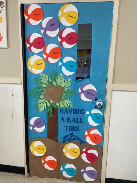 Infant Door Decorations, Summer Bulletin Boards For Toddler Room, Summer Time Door Decorations For School, Summer Themed Classroom Door Decorations, June Classroom Themes, Summer Cubby Tags Preschool, Summer Doors For Daycare, Summer Infant Door Ideas, Summer Classroom Door Decoration Ideas