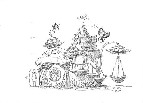 Concept sketch for fairy-themed playhouse.