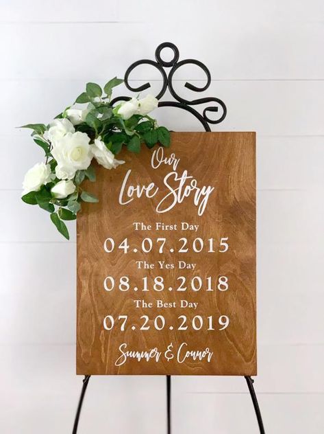 Wood Wedding Sign Our Love Story Sign First Day Yes day Best | Etsy Our Love Story Sign, Wooden Family Name Sign, Yes Day, Wedding Donuts, Our Love Story, Love Story Wedding, Flower Wall Wedding, Wooden Wedding Signs, Wooden Welcome Signs