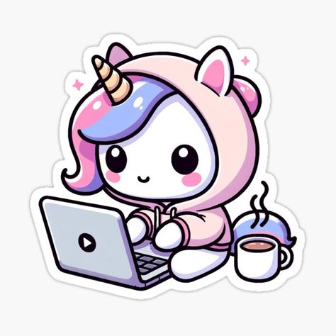 PuffPuffPrint Shop | Redbubble Aesthetic Stickers Drawings, Kawaii Unicorn Drawing, Kawaii Logo, Whiteboard Art, Unicorn Drawing, Kawaii Unicorn, Stickers Design, Animal Doodles, Cute Panda Wallpaper