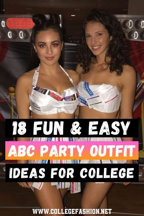 abc party outfit ideas for students Outfit Ideas For College Students, Anything But Clothes Party Ideas, Anything But Clothes Party, Abc Costumes, Frat Outfits, Frat Party Outfit, Outfit Ideas For College, Anything But Clothes, Outfit Ideas Dress