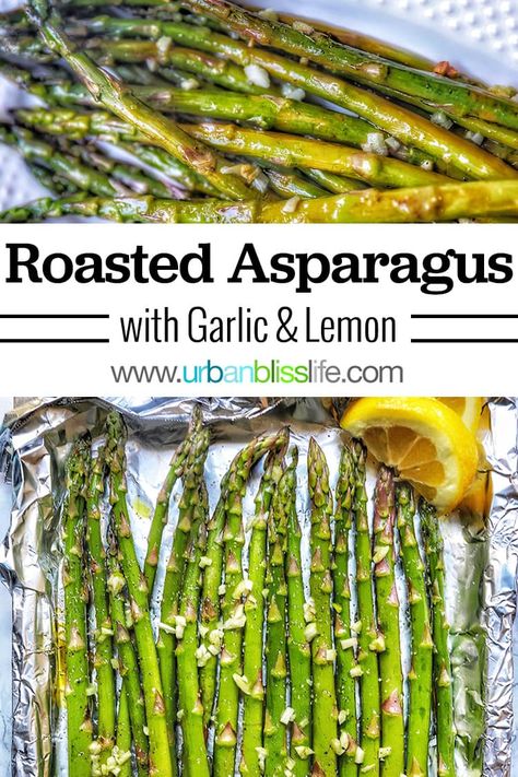 Garlicky asparagus with bright citrus lemon is a delicious side dish that is quick and easy! Asparagus Recipes Garlic, Weeknight Sides, Garlic Roasted Asparagus, Pan Asparagus, Menu Project, Garlic Asparagus, Asparagus Garlic, Easy Vegetable Recipes, Vegan Essentials