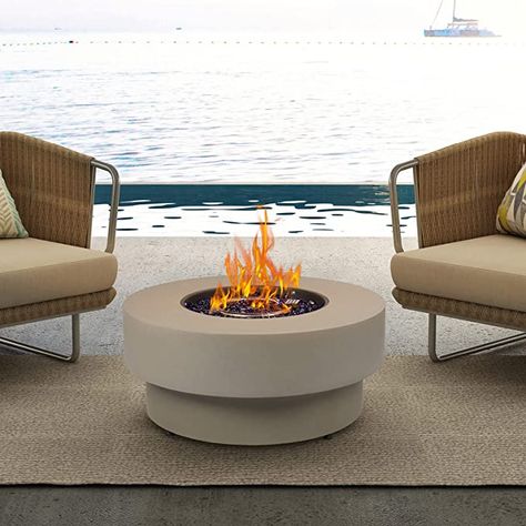 Amazon.com: BAIDE Home Propane Outdoor Fire Pit Table, Flint & Concrete Look 33-inch Round Patio Gas Fire Table 50,000 BTU w/ Lid, Fire Glass, Heavy Duty Rain Cover, 10ft Propane Extension Hose : Patio, Lawn & Garden Round Fire Pit Table, Outdoor Propane Fire Pit, Outdoor Fire Table, Outdoor Fire Pit Table, Round Patio, Propane Fire Pit Table, Gas Fire Table, Round Fire Pit, Concrete Fire Pits