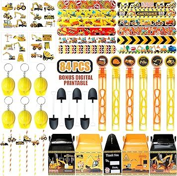 This 84 pcs party favors added many construction engineering vehicles elements, such as cranes, hard hats, bulldozers, safety slogans, excavators, construction tools and so on. Perfectly designed with orange and bright excavator theme elements for under construction birthday parties. Construction Party Favours, Construction Party Favors, Safety Slogans, Construction Theme Birthday Party, Construction Engineering, Pinata Fillers, Construction For Kids, Dumper Truck, Construction Birthday Parties