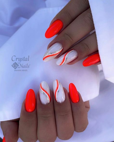 🔥 Fashionable manicure for short and long nails, new nail designs, trends summer 2024 photo Milky Neon Nails, Cute Summer Nail Ideas, Cute Nail Ideas, Neon Orange Nails, Sns Nails Colors, Checkered Nails, White Gel Nails, Multicolored Nails, Orange Nail Designs