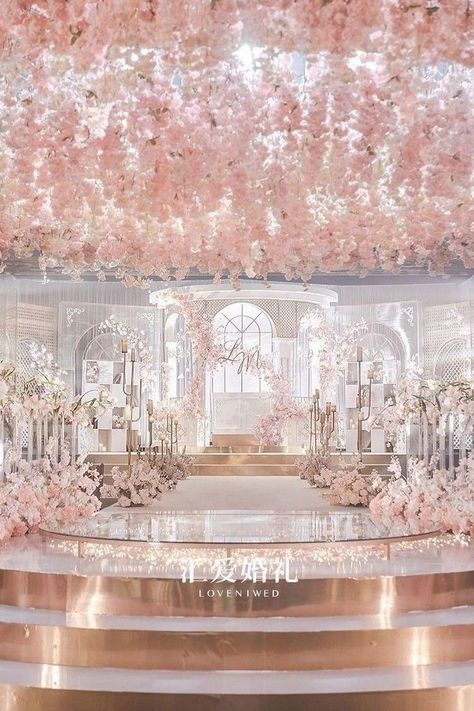 Wedding Theme Design, Wedding Setup, Dream Wedding Reception, Wedding Stage Design, Dream Wedding Decorations, Luxury Wedding Decor, Cherry Blossom Wedding, Wedding Backdrop Design, Wedding Design Decoration