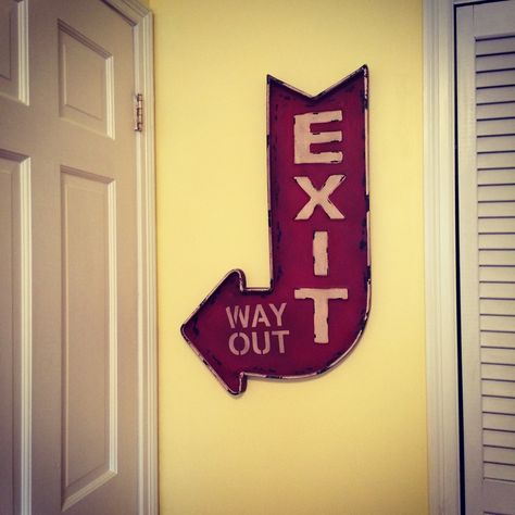 Exit sign. Transportation themed boys room. Traffic Sign Decor, Road Sign Room Decor Aesthetic, Road Sign Decor Bedroom, Traffic Signs Aesthetic Room, Street Signs In Bedroom, Street Signs In Room, Road Signs Aesthetic Room, Street Signs Aesthetic Room, Street Sign Decor