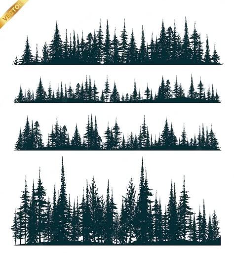 Dark Forest Tattoo, Tree Line Tattoo, Forest Forearm Tattoo, Tree Silhouette Tattoo, Tattoo Silhouette, Cream Tattoo, Forest Tattoo, Green Scenery, Band Tattoo Designs