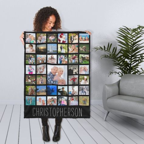 Memory Blanket, Photo Collage Template, Collage Template, Photo Memories, Photo Blanket, Grandparent Gifts, Free Birthday Invitations, Black Fleece, Photo Template