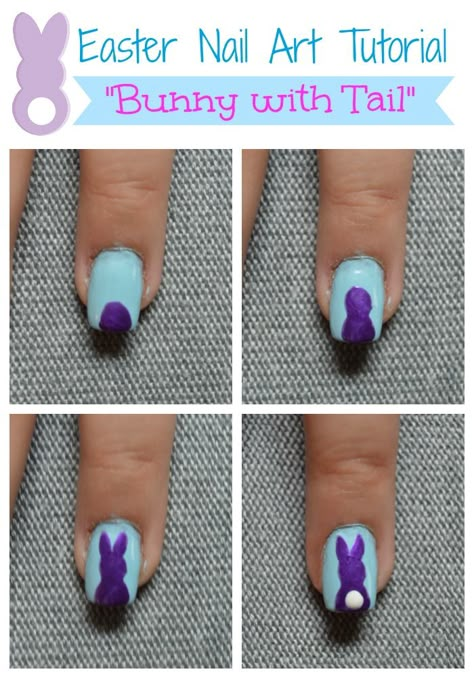 Easter Nail Art Tutorial, Easter Bunny Nails, Easter Spring Nails, Bunny Nail Art, Easter Nails Easy, Easter Nail Art Designs, Kids Nail Designs, Nail Hacks, Bunny Nails