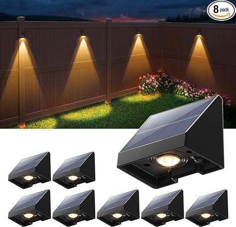 8 Pack Decorative Solar Powered Fence Lights Outdoor Waterproof Led Wall Lamp for Outside Rail, Deck, Stair, Patio, Backyard, Garage, Pool, Designed for Ultra-Durable, Easy 1-Min Installation Fence Lights, Backyard Garage, Fence Lighting, Patio Backyard, Deck Patio, Led Spot, Lights Outdoor, Waterproof Led, Led Wall Lamp