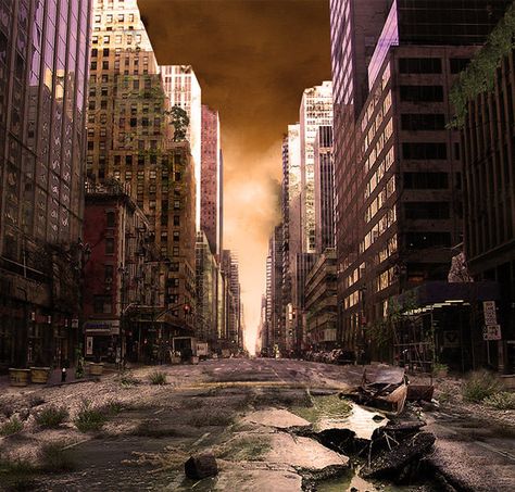 35 Extraordinary "End of The World" Inspired Artworks - Hongkiat Apocalypse Landscape, Post Apocalyptic City, Arte Zombie, Wattpad Background, Apocalypse World, Apocalypse Aesthetic, Post Apocalyptic Art, Desenhos Gravity Falls, Apocalypse Art