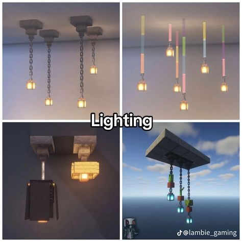 Minecraft Light Ideas, Minecraft Lamp, Minecraft House Interior, Case Minecraft, Minecraft Create, Minecraft Interior, Minecraft Interior Design, Minecraft House Plans, Bangunan Minecraft