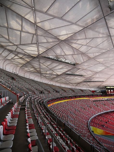 Beijing's National Stadium "Bird's Nest": Membrane Architecture, Beijing National Stadium, Stadium Architecture, Stadium Design, Sports Stadium, National Stadium, Interesting Buildings, Modern Mansion, Futuristic City