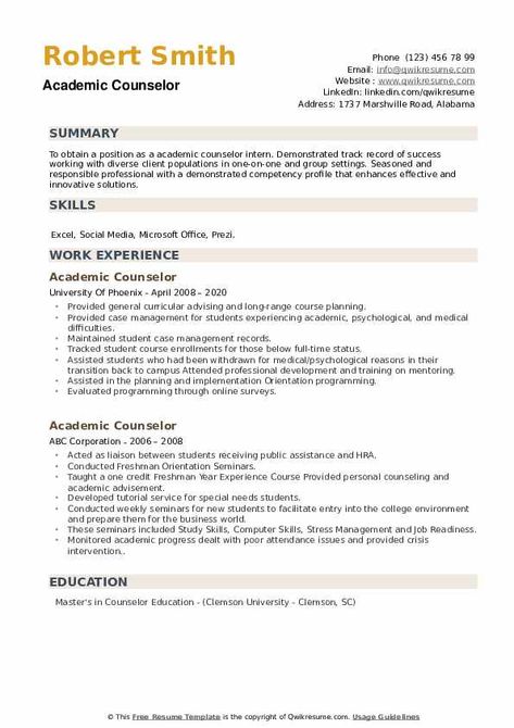 Academic Counselor Resume Samples | QwikResume Resume Summary Statement, Resume Summary Examples, Resume Pdf, Academic Advising, Sample Resume Templates, Resume Summary, Resume Objective, Curriculum Development, Student Services