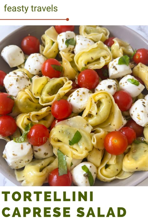 What's for lunch or dinner? This quick and easy recipe for a tortellini Caprese salad is incredibly delicious and easy to make. while it's a fun way to spice up pasta night, it also uses simple and nutritious ingredients to create a full meal. Remember to follow feastytravels.com for more pasta recipes. Tortellini Caprese Salad, Quick Healthy Dinner Recipes, Quick Dinner Recipes Healthy, Salads Ideas, Caprese Salad Recipe, Caprese Pasta Salad, Best Healthy Dinner Recipes, Quick Healthy Lunch, Vegetarian Diets