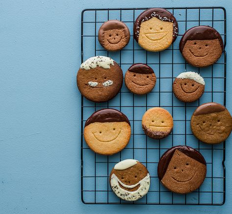 Funny little face cookies (from ‘Bee’s Brilliant Biscuits��’) Funny Cookies, Face Cookies, Biscuit Press, Dairy And Gluten Free, Cookie Packaging, Vanilla Cookies, Baking With Kids, Cute Cookies, Gluten Free Cookies