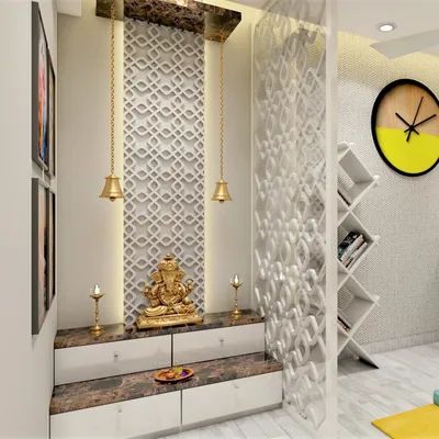 300+ Latest Pooja Room & Mandir Design for Home in 2022 - Livspace Small Pooja Room Ideas, टीवी यूनिट डिजाइन, Puja Design, Pooja Room Ideas, Pooja Room Ideas Indian, Mandir Ideas, Puja Unit, बेडरूम डिजाइन, Mandir Designs