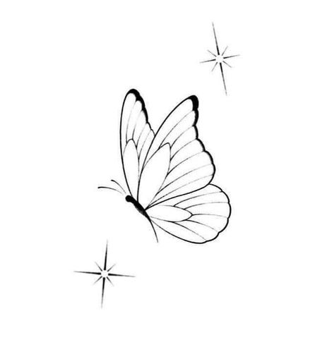 Ladies Tatoos Ideas Awesome, လိပ်ပြာ Tattoo, Fineline Butterfly Tattoo Design, Butterfly Tattoo Designs Simple, Simple Butterfly Tattoo Design, Little Butterfly Drawing, Small Butterfly Drawing, Butterfly Tattoo Stencil Simple, Linework Butterfly