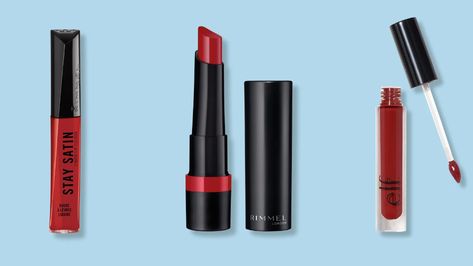 The 12 Best Drugstore Red Lipsticks — Editor Reviews | Allure Lip Stain Drugstore, Sheer Red Lipstick, Best Drugstore Red Lipstick, Blue Red Lipstick, True Red Lipstick, Lipstick Quotes, Red Lip Stain, Night Sketch, Lipstick Ingredients