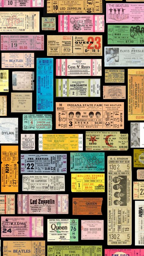 Check out ameb10's Shuffles #tickets #concert #vintage 70s Concert Tickets, Concert Ticket Collage, 90s Concert Poster, Old Concert Tickets, Concert Ticket Graphic Design, Concert Ticket Drawing, Vintage Concert Tickets, Vintage Ticket Design, Prom Tickets Design