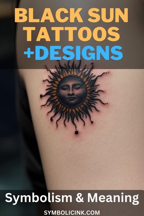 Black Sun Tattoo Meaning & Symbolism Sun Cover Up Tattoo, Dark Sun Tattoo, Sun Tattoo Meaning, Tattoo Symbolism, Best Cover Up Tattoos, Sun Tattoo Designs, Black Hole Sun, Tattoo Meanings, Symbol Of Power