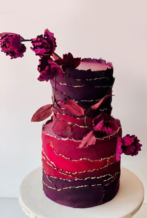 40 Eternal Elegance Wedding Cake Ideas : Ombre Rich Jewel Tones Wedding Cakes 2023, 2023 Wedding Cake, Jewel Tone Wedding Cakes, Cakes 2023, Cake Ideas Wedding, Contemporary Cake, Wedding Cake Decorating, Super Torte, Wine Red Wedding