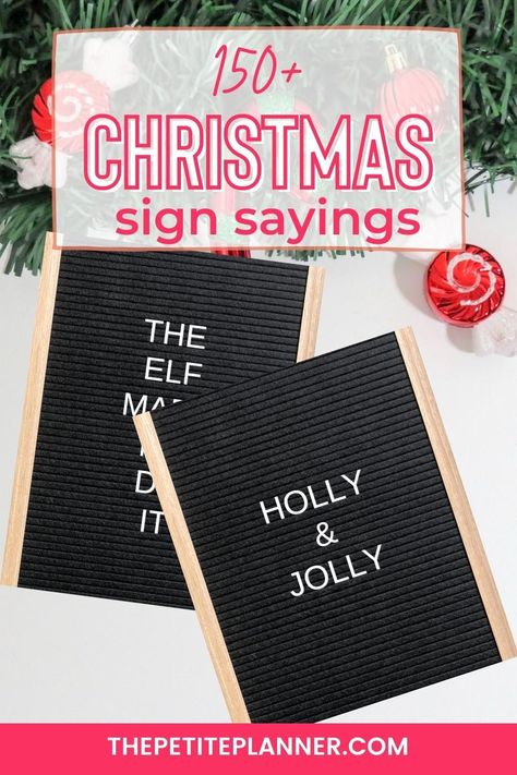 Two black letter boards on white background with holiday saying "Holly & Jolly" Felt Letter Board Christmas, Christmas Letter Board Ideas Funny, Funny Christmas Sayings For Letter Board, Christmas Sign Sayings, Letter Board Christmas Ideas, Funny Christmas Signs And Sayings, Christmas Word Board, Holiday Letter Board Ideas, Sayings For Letter Boards