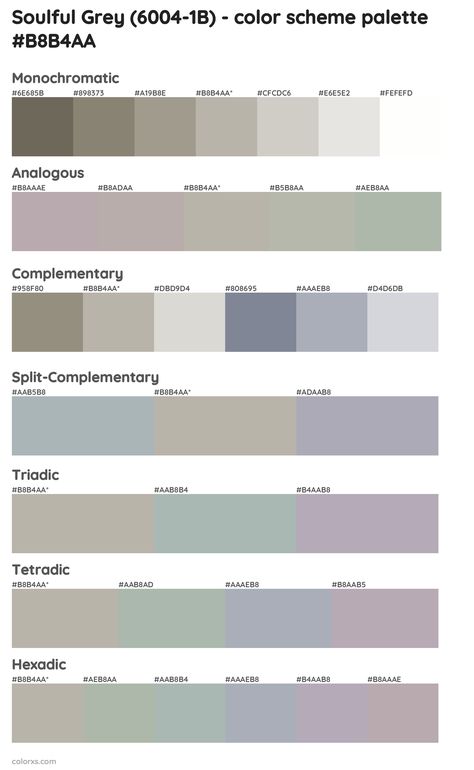 Valspar Soulful Grey (6004-1B) Paint coordinating colors and palettes Sw Sensible Hue, Sensible Hue Sherwin Williams, Sherwin Williams Sensible Hue, Analogous Color Scheme Interior, Sensible Hue, Agreeable Grey Color Scheme, Interior Design Guidelines, Draw A Hexagon, Cottage Tudor