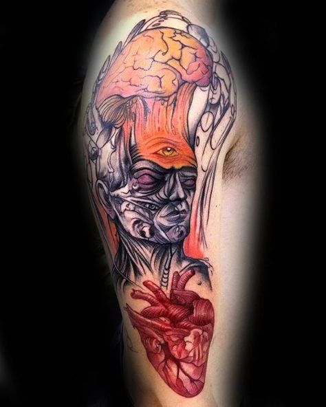 Brain With Heat Arm Consciousness Tattoo Ideas For Males Consciousness Tattoo, Egyptian Tattoo, Purple Lips, Tattoo Designs For Men, Unique Makeup, Celtic Tattoos, Brown Eyeshadow, Skin Complexion, Ink Ideas