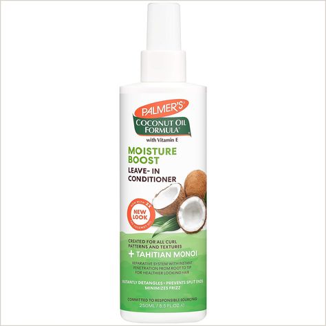 Palmer's Coconut Oil Formula Moisture Boost Leave-In Conditioner Spray, Instantly Detangle, Hydrate and Strengthen Textured a Monoi Oil, Extra Virgin Coconut Oil, Coconut Oil Hair, Curl Pattern, Virgin Coconut Oil, Frizz Control, Leave In Conditioner, Split Ends, Hair Conditioner