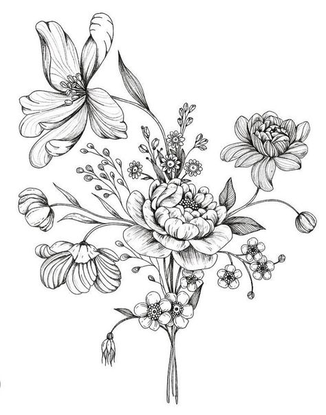 Aztec Pattern Art, Flower Leg Tattoos, Flower Png Images, Sketching Ideas, Flower Bunch, Red Tattoos, Flower Sketches, Art And Craft Design, Embroidery Works