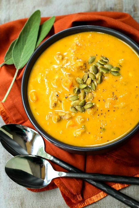 Creamy Pumpkin Sausage Soup has all the fall feels your looking for in a pumpkin soup recipe! #souprecipe #pumpkinsoup #dinnerideas #comfortfood #pumkinrecipes Pumpkin Sausage Soup Recipe, Pumpkin Sausage Soup, Creamy Pumpkin Soup Recipe, Pumpkin Sausage, Will Cook For Smiles, Sausage Soup Recipes, Creamy Pumpkin Soup, Pumpkin Soup Recipe, Mild Italian Sausage