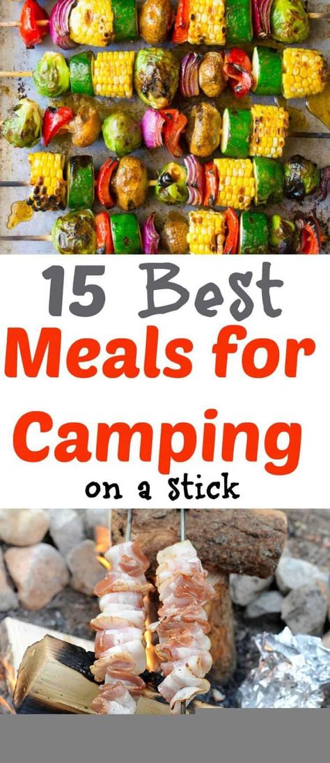 15 Camping Meal Recipes that are perfect to cook over the campfire or on the grill. Breakfast, lunch, and dinner food that is cooked on a stick or skewer. - Its fun cooking for the outdoors. Meals For Camping, Grill Breakfast, Camp Party, Camping Meal, Camping Dinners, Retro Camping, Easy Camping Meals, Backyard Grilling, Campfire Food