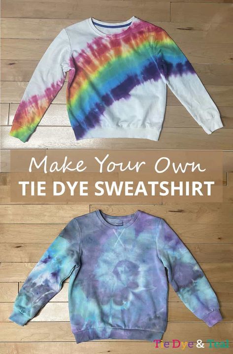 Tie Dye Sweatshirt Patterns, Tie Dye Patterns Sweatshirt, Diy Tye Dye Sweatshirt, Sweatshirt Tie Dye Diy, Tie Dye Hoodie Diy, How To Tie Dye Crewneck Sweatshirts, Tie Dye Color Combinations, Diy Tie Dye Sweatshirt, Simple Tie Dye Patterns