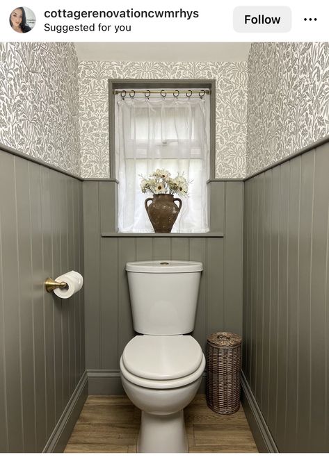 Cwmrhys Cottage, Small Toilet Decor, Cottage Tour, Wc Decoration, Small Downstairs Toilet, Cloakroom Toilet, Downstairs Cloakroom, Toilet Room Decor, Bathroom Paneling