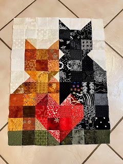 Cat Quilt Blocks, Quilted Animals, Scrap Blocks, Quirky Quilts, Cat Quilt Block, Fox Quilt, Cat Quilts, Cat Quilt Patterns, Bunny Quilt