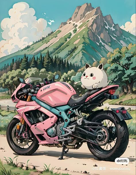 Classic Anime Style Classic Anime Style, Ghibli Animation, Motorbike Illustration, Anime Motorcycle, Motorbike Art, Futuristic Motorcycle, Classic Anime, Automotive Artwork, Dope Cartoon Art