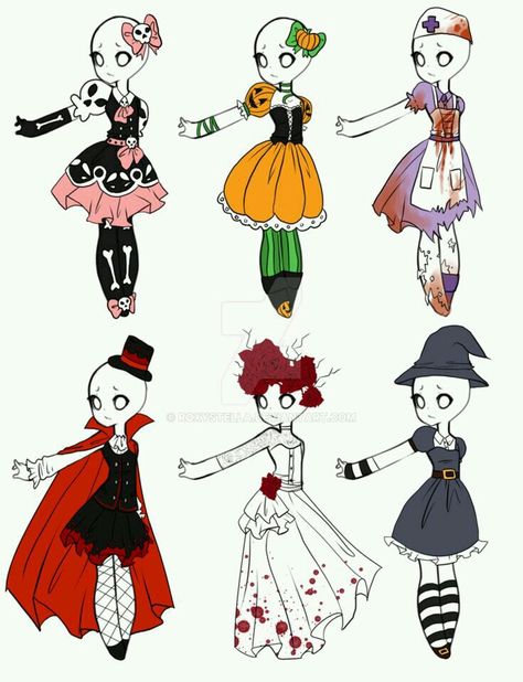 Anime Halloween Outfits Drawing, Halloween Dress Drawing, Halloween Clothes Drawing, Halloween Oc Drawings, Halloween Oc Ideas, Halloween Outfits Drawing, Halloween Costumes Drawings, Halloween Costume Drawing, Halloween Poses Drawing