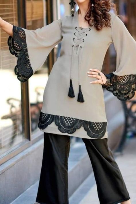 trendy dresses New Long Top Designs For Women, Fashion Kurtis Style, Stylish Dress Design In Pakistan, Frock Ideas For Women, New Style Outfits, Stylish Suit Designs, Casual Winter Dresses, Frock Designs For Women, Frock Ideas