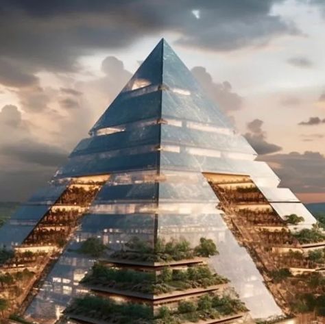 Pyramid Home Design, Modern Pyramid Architecture, Pyramid Architecture Design, Pyramid Futuristic, Pyramid Architecture, Elitch Gardens, Pyramid House, Ancient Egyptian Architecture, Pyramid Building