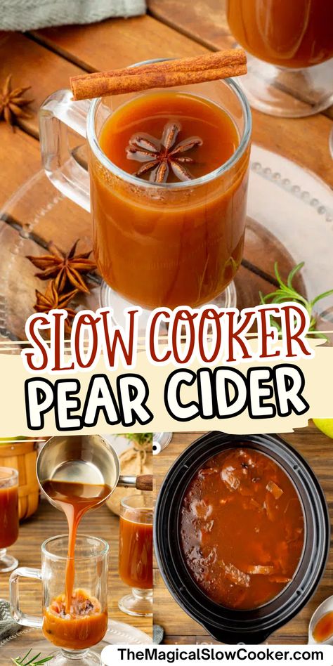 Slow Cooker Pear Cider Slow Cooker Holiday Recipes, Crockpot Drinks, Apple Cidar, Slow Cooker Apple Cider, Asian Pears, Pear Cider, Sliced Pears, Cider Recipe, Holiday Dinner Party