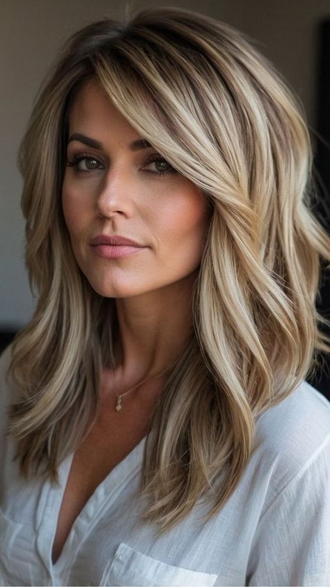 Latest Medium Length Haircut, Medium Long Thick Haircut, Layered Mom Haircut, How To Style My Hair Easy Hairstyles, Women Layered Haircut Medium, Short To Medium Length Hair Styles, Medium Length Haircut Easy To Style, Haircuts For Fall 2024, Medium Trendy Haircuts For Women