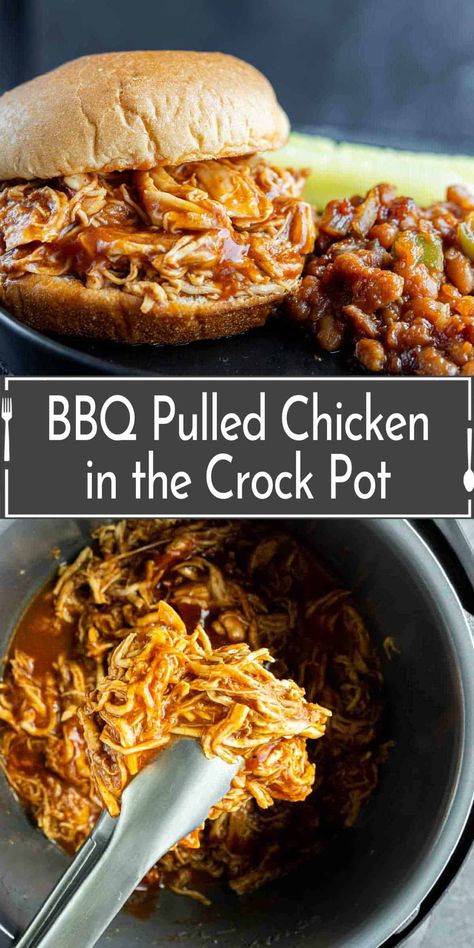 Making BBQ pulled chicken in the Crock Pot is an easy way to make a delicious meal of tender chicken tossed in rich, smoky barbecue sauce with just two simple ingredients! Crock Pot Pulled Chicken Bbq, Crockpot Pulled Chicken Bbq, Pulled Bbq Chicken Crock Pot, Chicken Barbecue Recipes, Easy Bbq Pulled Chicken Crockpot, Crock Pot Barbeque Chicken, Crock Pot Bbq Pulled Chicken, Easy Slow Cooker Bbq Pulled Chicken, Crockpot Barbecue Chicken