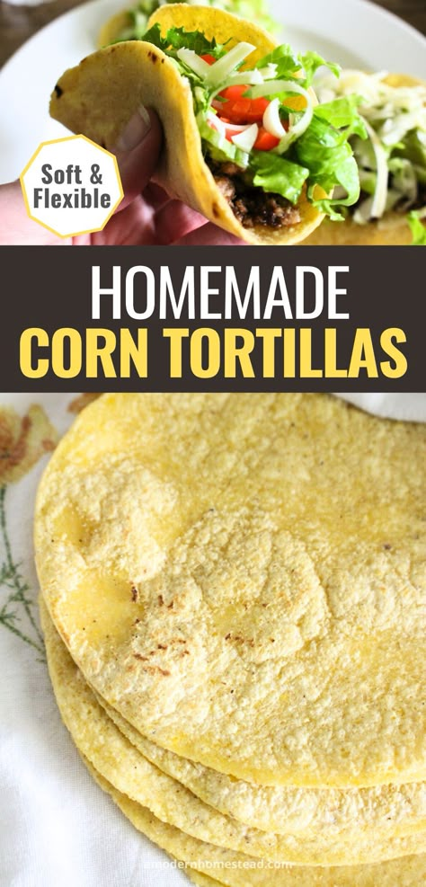 Homemade Tortillas Corn, Soft Tortilla Recipe, Corn Flour Tortillas, Gluten Free Corn Tortillas, Homemade Tortilla Recipe, Corn Tortilla Recipes, Tortilla Recipes, Recipes With Flour Tortillas, Homemade Flour